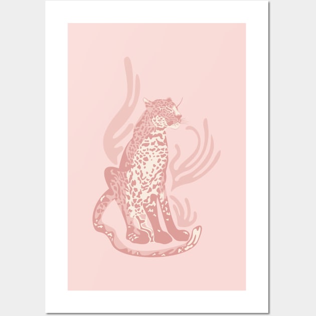 Pinky Leopard / Wild Cat in Blush Pink and Ivory Wall Art by matise